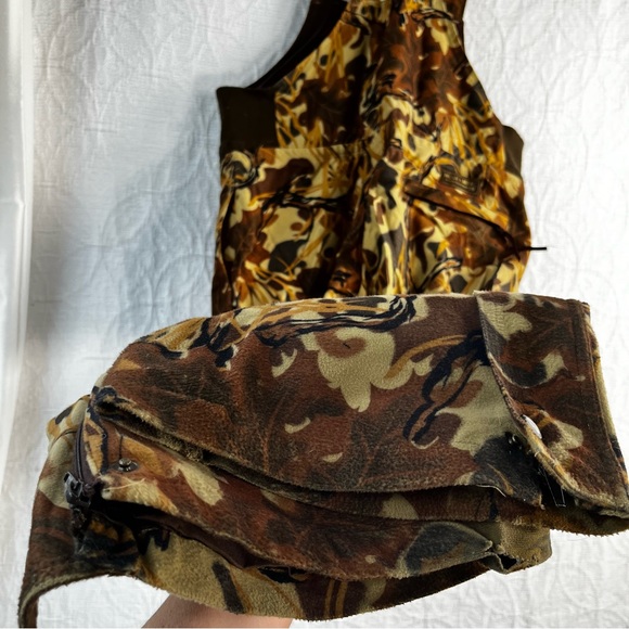 Mount'n Prairie Vintage Camo Hunting Overall Bibs Men's L Brown Tan Felted Pants - Picture 13 of 16